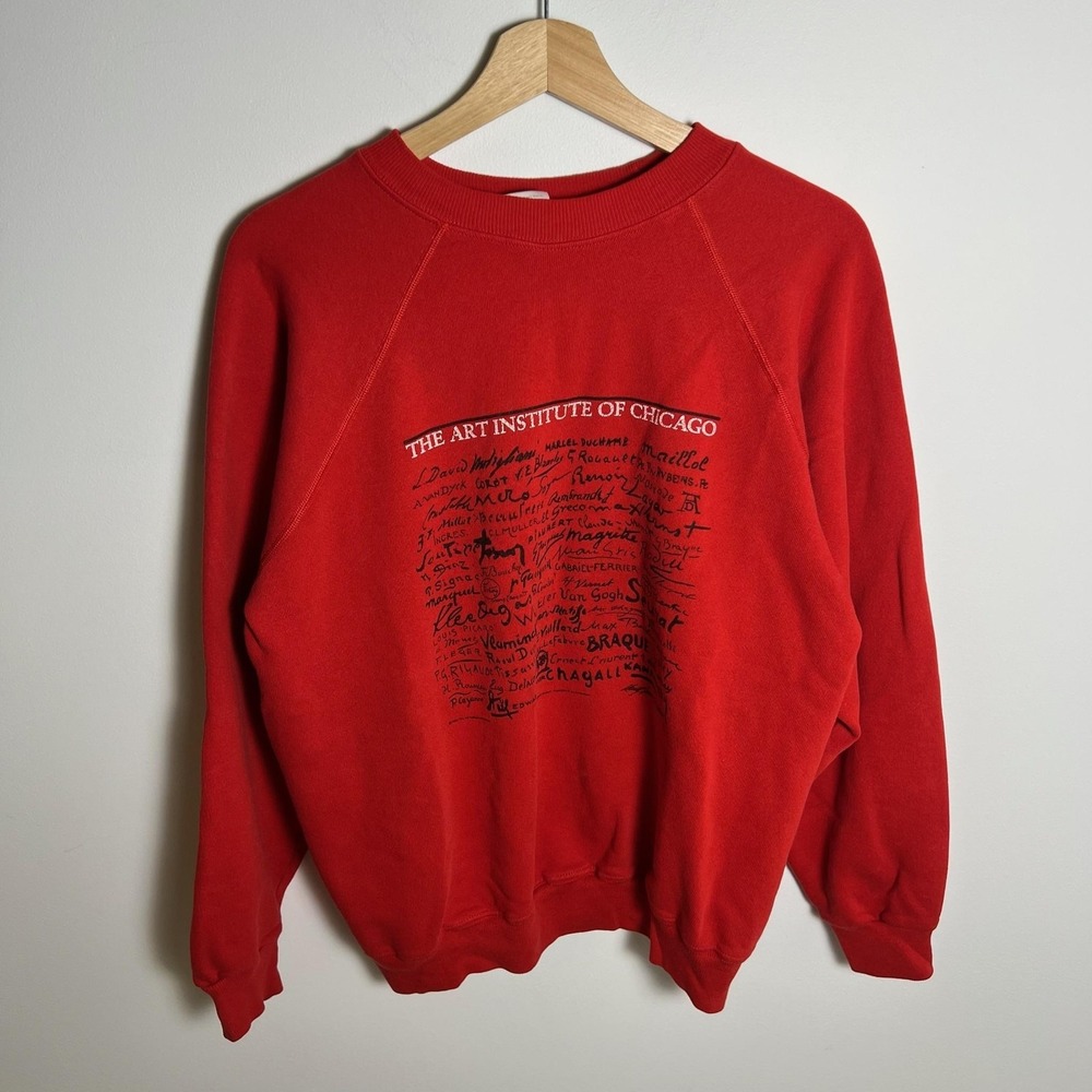 Vintage Hanes Sweatshirt Mens Large Red Art Institute Of Chicago Graphic 80s